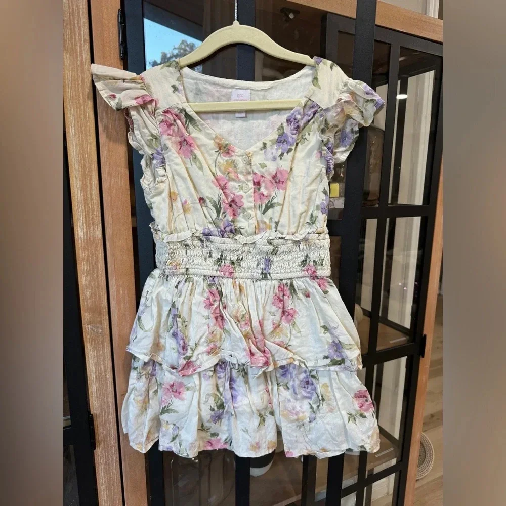 Gap × LoveShackFancy Girls Floral Flutter Sleeve Mini Dress Ruffle tier toddler